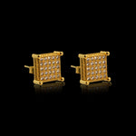 PAR DE BRINCOS QUADRADO DETALHE CRAVEJADO COM PEDRAS ZIRCÔNIA - 9MM - BANHADO A OURO 18K